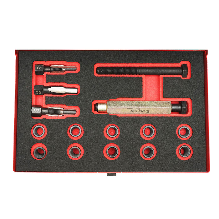Set di riparazione filettature per candele, M10x1.0mm, 15 pezzi, Breckner Germany
