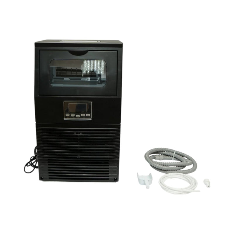 Macchina professionale per il ghiaccio, capacità di produzione 40 kg/24 ore, serbatoio dell'acqua da 3,5 L, collegamento diretto alla rete idrica, cestello di raccolta da 4 kg, funzione di autopulizia, display LCD.