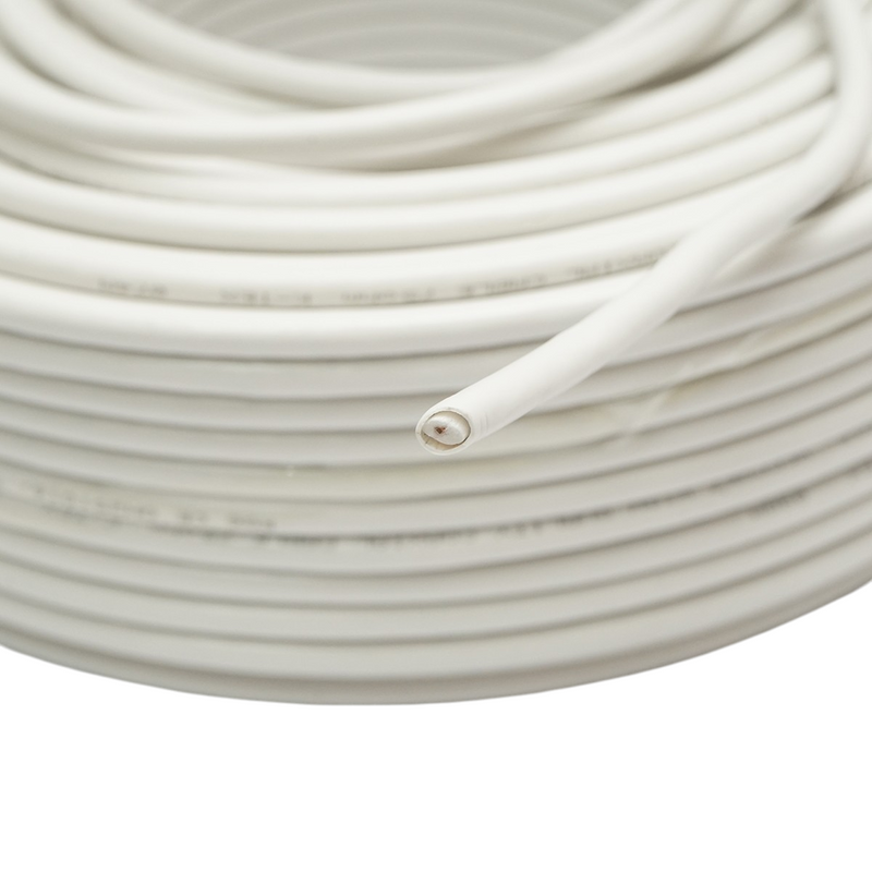 Cavo coassiale RG6 per videosorveglianza K-TEX, 1 mm CCA, schermato, 75 Ohm, PVC bianco, 100 m/rotolo
