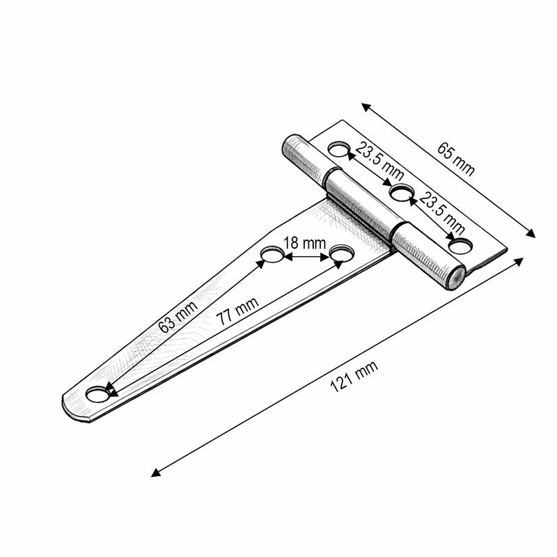 Cerniera a T per cancelli, 65x121 mm, acciaio nero, viti incluse