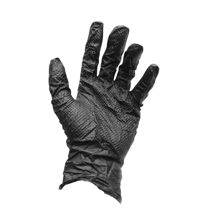 Guanti in nitrile neri senza polvere con texture a diamante, taglia S, 100 pezzi/scatola