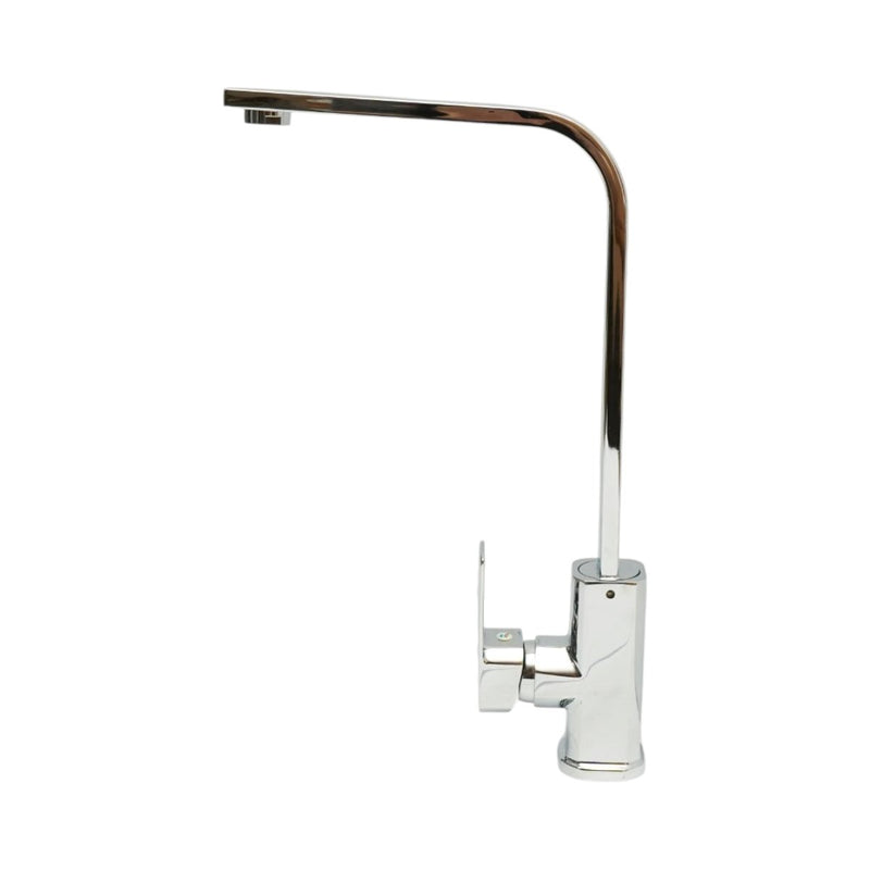 Rubinetto per lavello cucina con canna alta quadrata, monocomando, finitura cromata lucida, in lega di zinco, flessibili inclusi