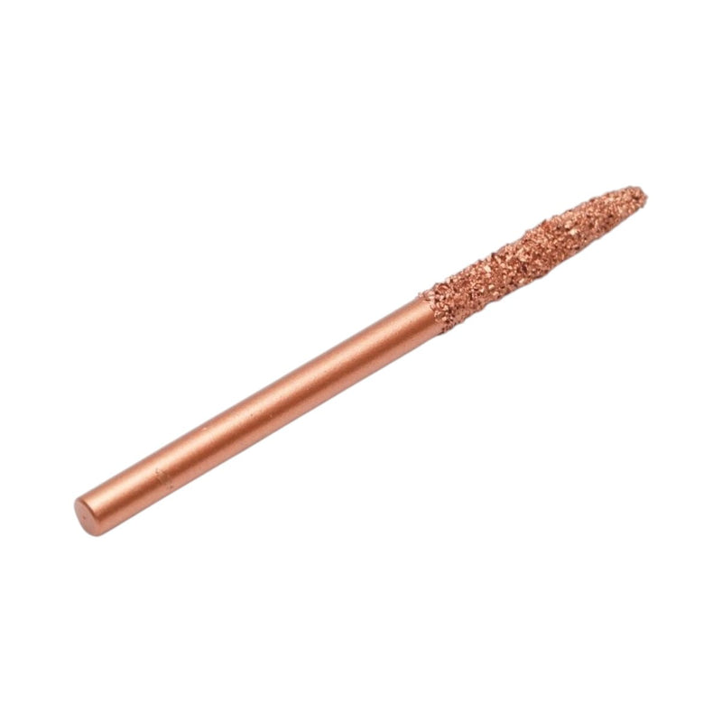 Pietra abrasiva conica per la rettifica degli pneumatici, diametro 100 mm, grana K36, gambo da 6 mm.