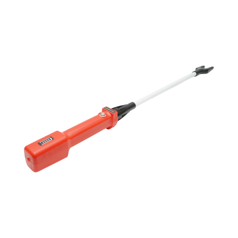 Pungolo elettrico per bestiame da 1100 V con batteria ricaricabile da 8,4 V e 2200 mAh, indicatore di carica e asta da 60 cm.