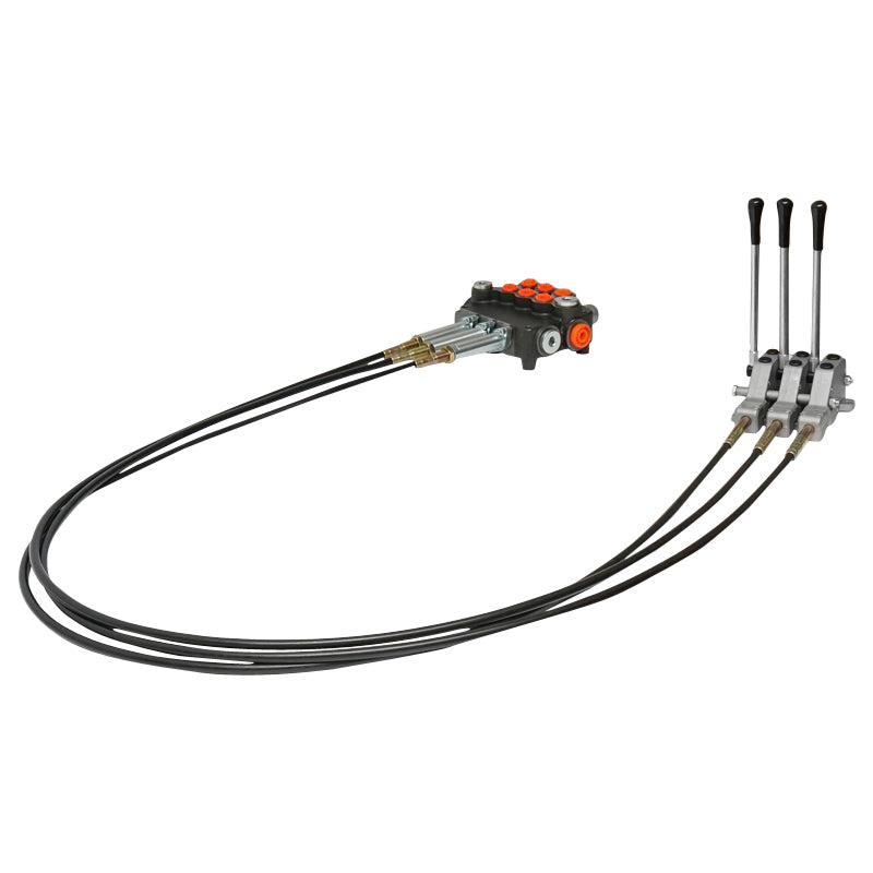 Distributore idraulico a 3 leve, lunghezza cavo 2 m, pressione 250 bar, portata 80 L/min Breckner Germany