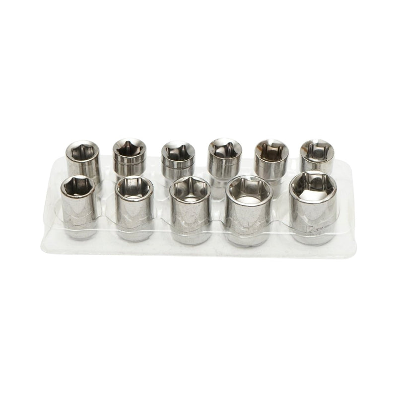 Set di cacciaviti da 37 pezzi in acciaio al cromo-vanadio (Cr-V), con bussole da 4–14 mm e inserti Torx, esagonali, PH, PZ e SL.