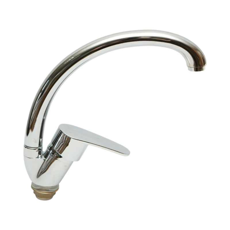 Rubinetto da cucina a collo di cigno con beccuccio girevole, monocomando, finitura cromo lucido, lega di zinco, tubi flessibili inclusi.