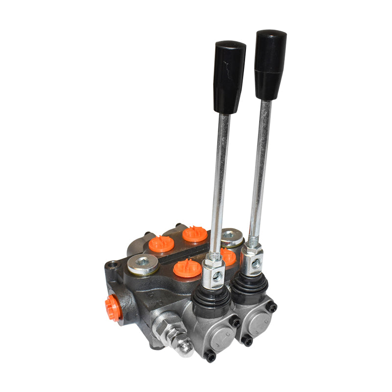 Distributore idraulico a 2 leve, pressione 160–200 bar, portata 80 l/min, intervallo di temperatura da -30 a +70 °C, RA14