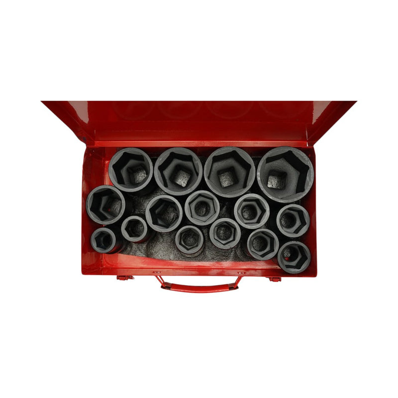 Set di 15 bussole a impatto da 1" in acciaio al cromo-molibdeno: bussole corte (22–36 mm) e lunghe (38–60 mm) Breckner Germany
