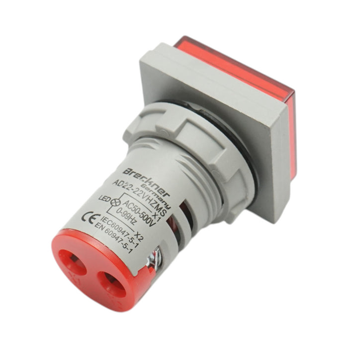 Voltmetro digitale e indicatore di frequenza LED rosso 0-99Hz/50-500V AC Ø 22mm Breckner Germany