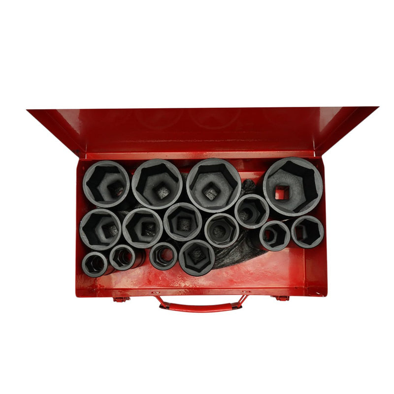 Set di 15 bussole a impatto lunghe, 22–60 mm, attacco 3/4", Cr-Mo Breckner Germany