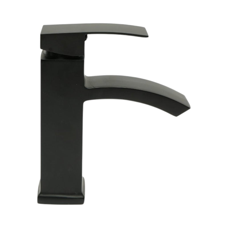 Miscelatore lavabo a cascata nero opaco, monocomando, flessibili inclusi Breckner Germany