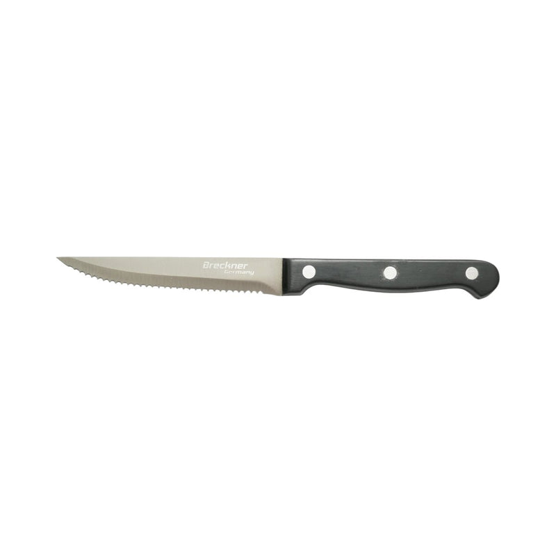 Set di 4 coltelli da bistecca (11 cm), lama seghettata in acciaio 3Cr13, manico in bachelite nera Breckner Germany