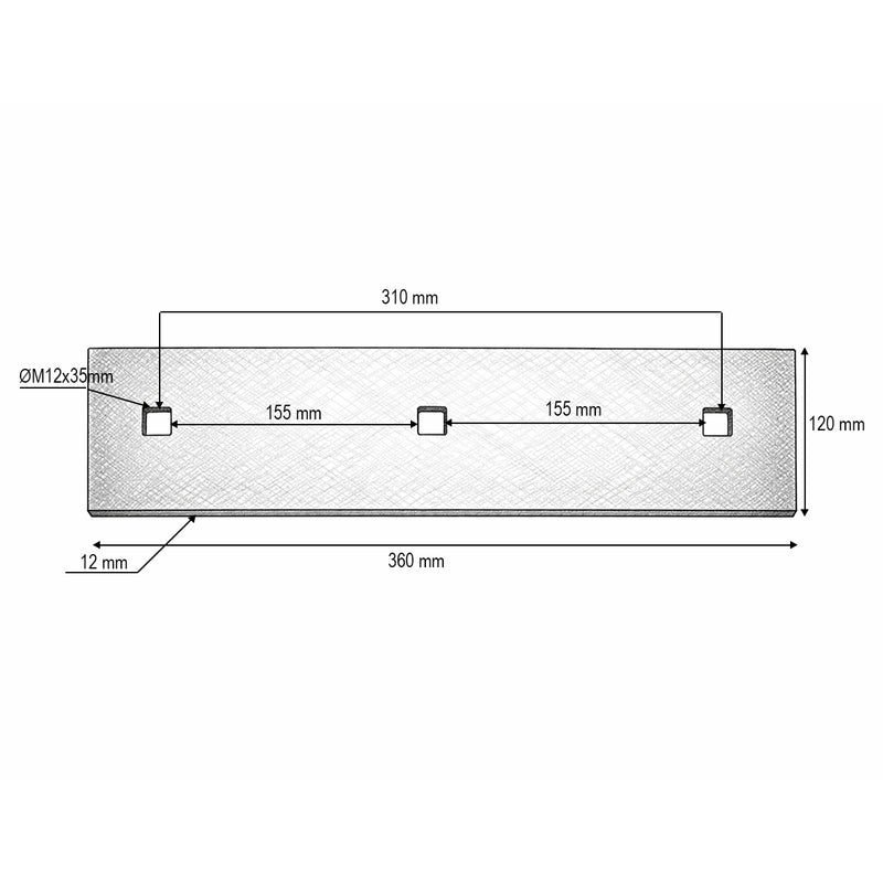Tallone per aratro reversibile Lemken, 360 mm, codice OEM 3411500