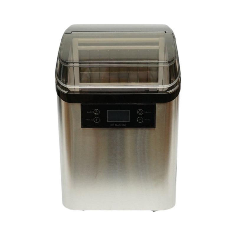 Macchina per ghiaccio a cubetti in acciaio inox 20 kg/24h, serbatoio acqua 2,5 l, cestello di raccolta 1,2 kg, autopulente, display digitale