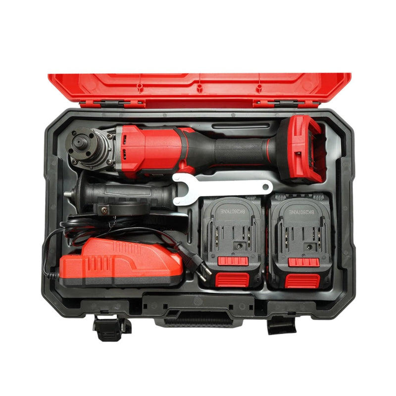 Smerigliatrice angolare da 1000 W con due batterie agli ioni di litio da 21 V e 4 Ah, disco da 125 mm, motore brushless, freno elettrico e 3 velocità (5000/7000/9500 giri/min) Breckner Germany