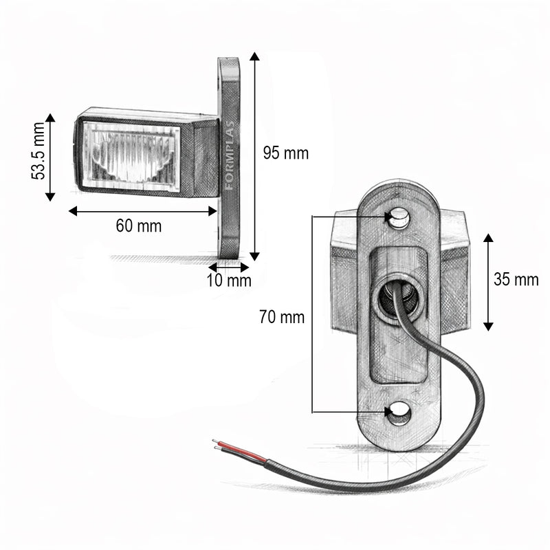 Set di luci di ingombro laterali a LED con braccio, 12V-24V, 3 funzioni (rosso-bianco-ambra), 70 mm Breckner Germany