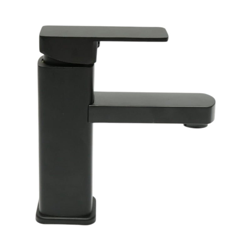 Miscelatore monocomando quadrato per lavabo, nero opaco, flessibili inclusi Breckner Germany