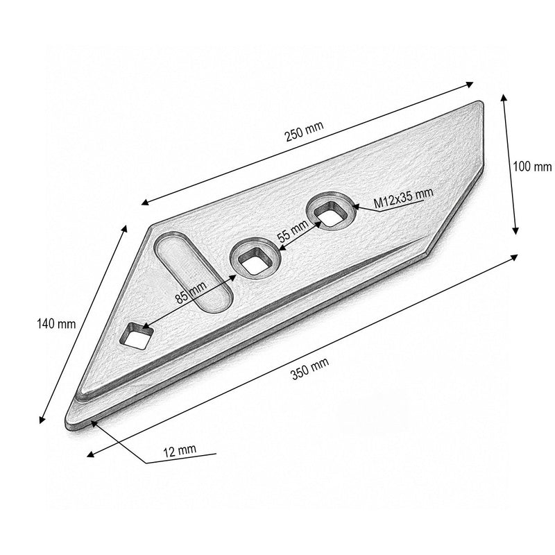 Punta per vomere destro Lemken, codice OEM 3364050