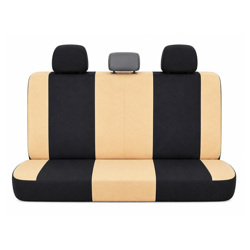 Set coprisedili universali per auto color crema-nero, materiale tessile 8 pezzi