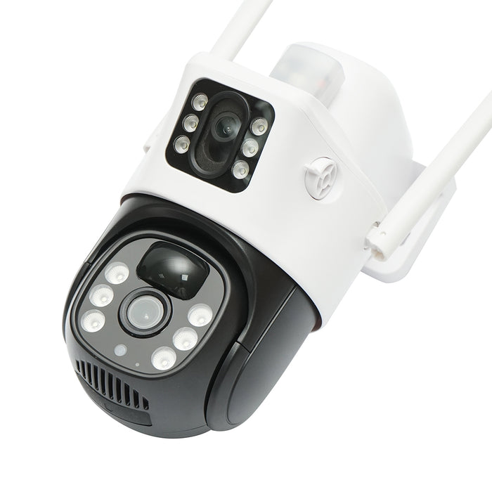 Telecamera di videosorveglianza 2x2MP con doppio obiettivo, WIFI rotante con pannello solare da 7W, PTZ, 1080P, sensore di movimento, visione notturna, applicazione V380 Pro