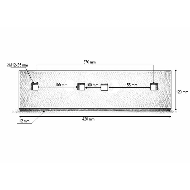 Tallone per aratro reversibile Lemken, 420 mm, codice OEM 3411504