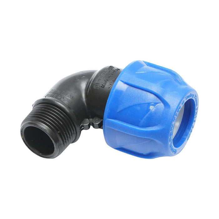 Gomito Compressione PN16-25mm X 3/4" per sistemi di irrigazione Raccordo/Giunto Maschio PN16-25mm X 3/4" Raccordo Compressione Manicotto Raccordo Compressione Tubo irrigazione