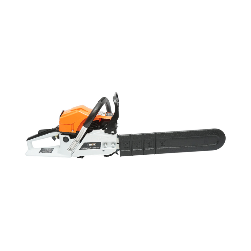Motosega a scoppio professionale THOR a 2 tempi, 58 cc, 3,3 CV, 8500 giri/min, barra da 18 pollici (450 mm)