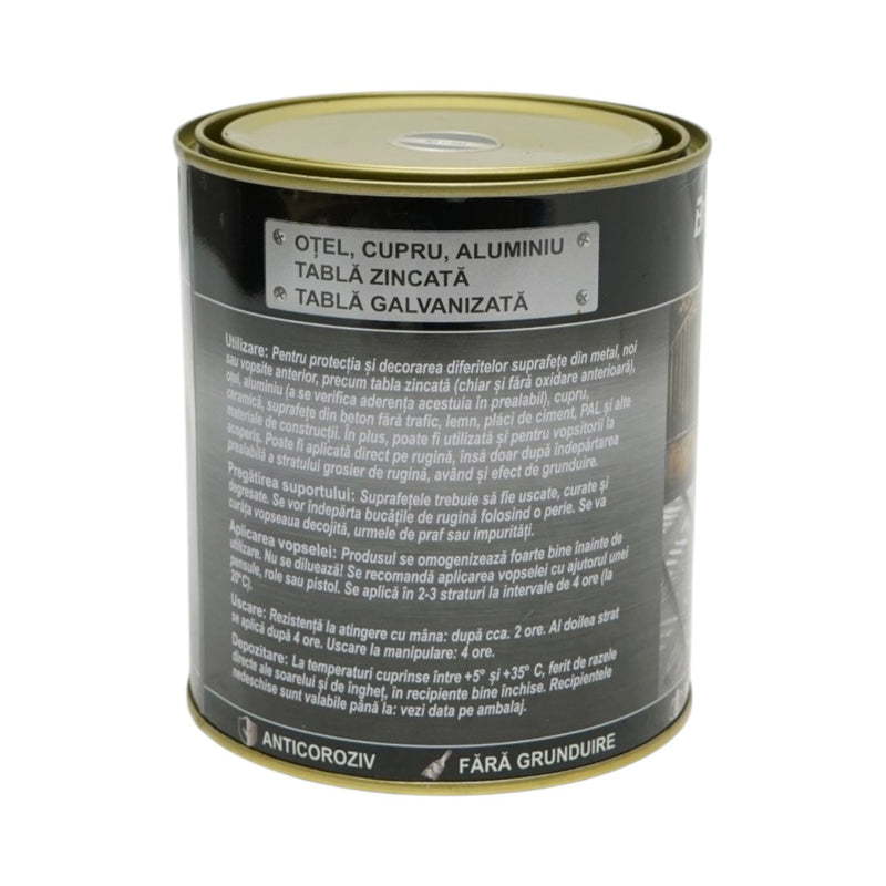 Smalto anticorrosivo nero 3 in 1 a base d'acqua per metallo (750 g), applicabile direttamente sulla ruggine  Breckner Germany