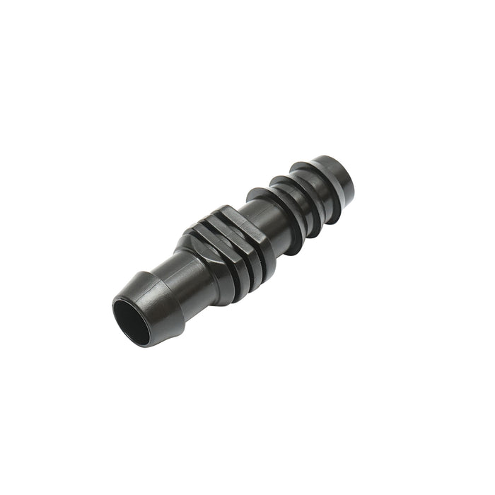 Connettore per linea di tubo di gocciolamento D16mm per sistemi di irrigazione.