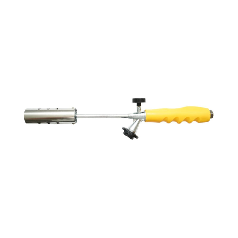 Bruciaerbacce da giardino (380–760 mm), due prolunghe da 190 mm, rotazione a 360 gradi, accensione manuale, fiamma regolabile a 1350°C.
