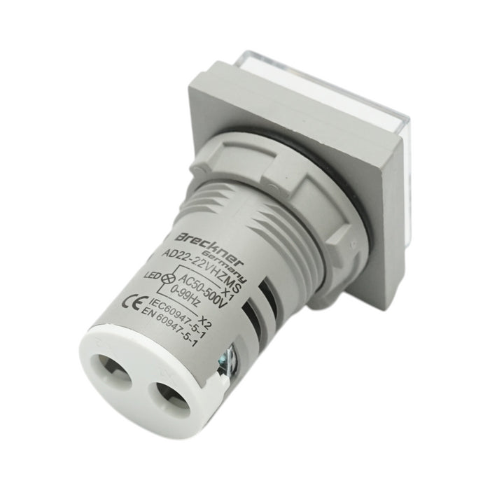 Voltmetro digitale e indicatore di frequenza LED bianco 0-99Hz/50-500V AC Ø 22mm Breckner Germany
