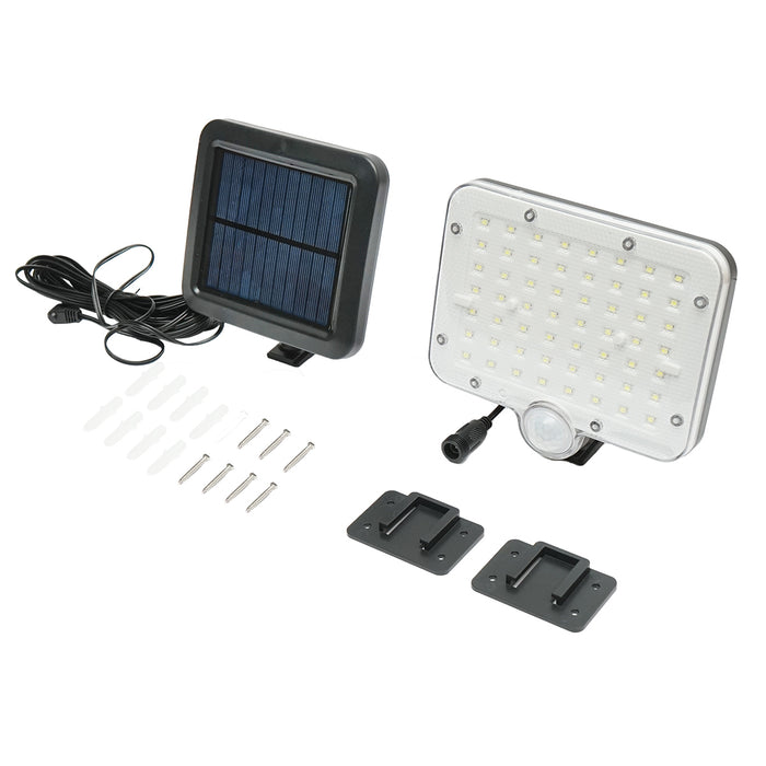 Lampada solare LED 250lm con pannello solare 1W/5,5V, batteria 3,7V/1,5 Ah, telecomando, cavo 5m e sensore di movimento IP44 Breckner Germany