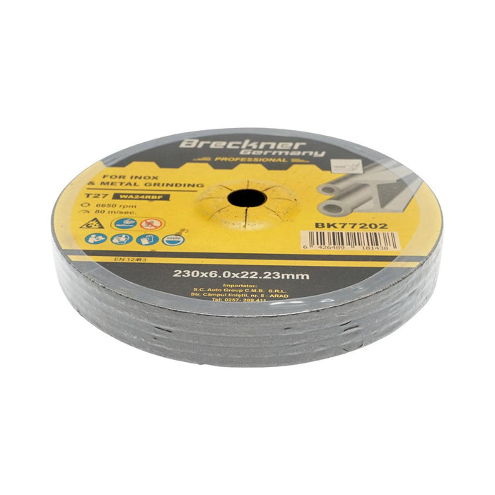 Dischi Smerigliatrice T27 230x6.0x22mm per Acciaio INOX Metallo per Smerigliatrice Angolare Disco per sgrossatura Metallo Disco Flessibili Mola da Sbavo Breckner Germany