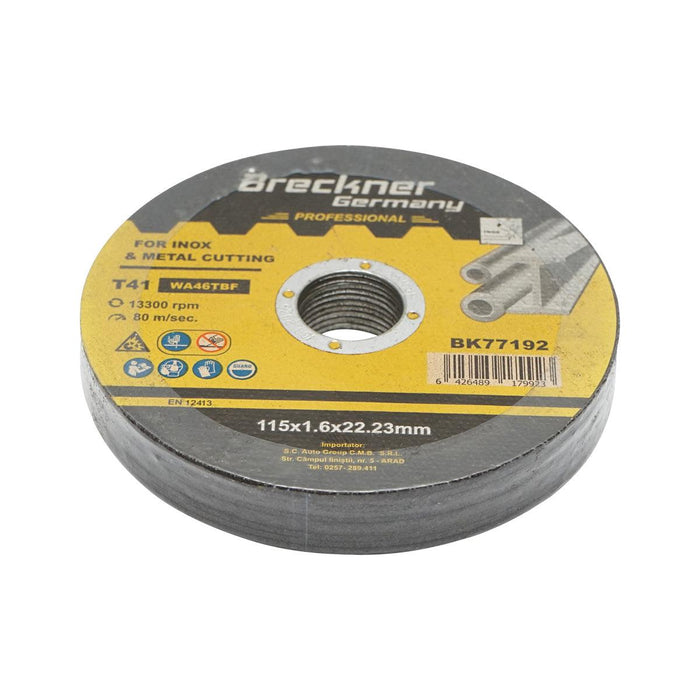 Dischi da Taglio T41 115x1.6x22mm Acciaio INOX Ferro Metallo Disco Flessibili per Smerigliatrice Angolare Mola Taglio Breckner Germany