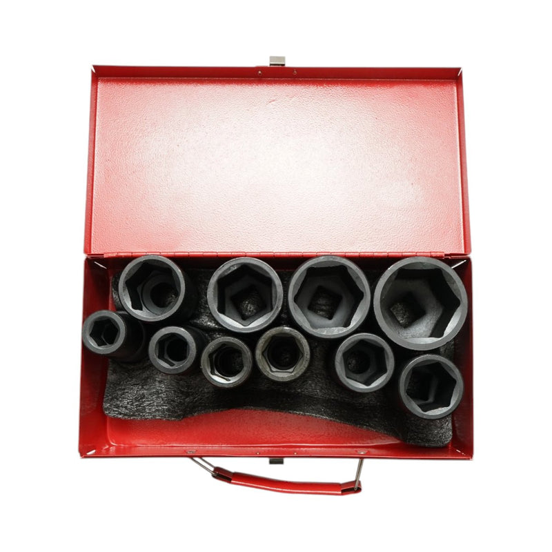 Set di 10 bussole a impatto lunghe, 17–46 mm, attacco 3/4", Cr-Mo Breckner Germany