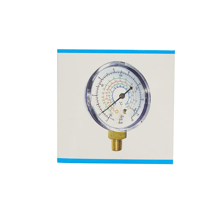 Manometro bassa pressione (blu) per aria condizionata, freon 70mm 1/8 Breckner Germany