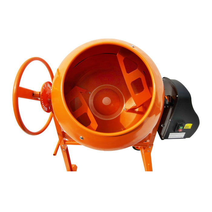 Betoniera 800W, volume 180L, pignone e corona in ghisa, 61Kg, Betoniera Elettrica 180 Litri 800 Watt Impastatrice Miscelatore Cemento Breckner Germany