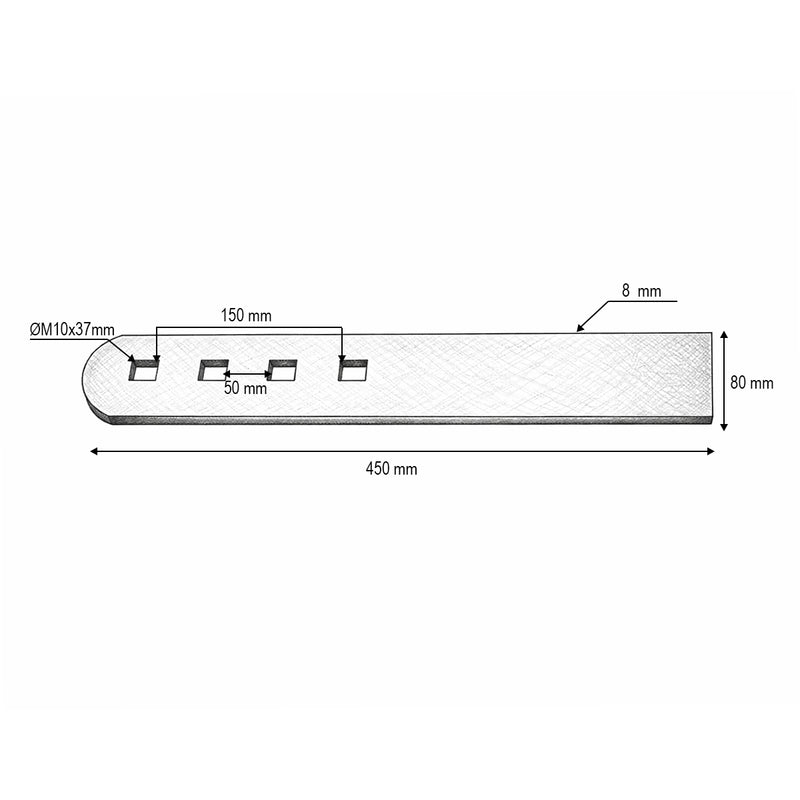 Piastra di usura laterale per aratro Kockerling 450 mm 905238