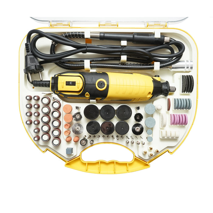 Kit mini fresa 185W, 220V tipo biax, 9 velocità 8000-35000rpm 211 pezzi Crownman