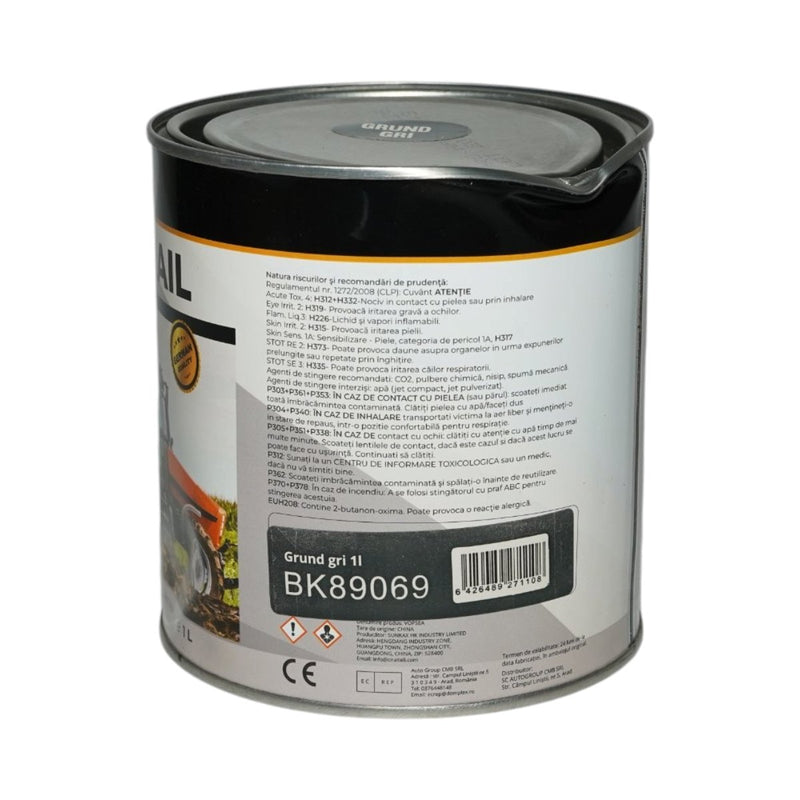 Smalto anticorrosivo 3 in 1 a base solvente (primer grigio), applicabile direttamente sulla ruggine, per interni ed esterni, 1 L Breckner Germany