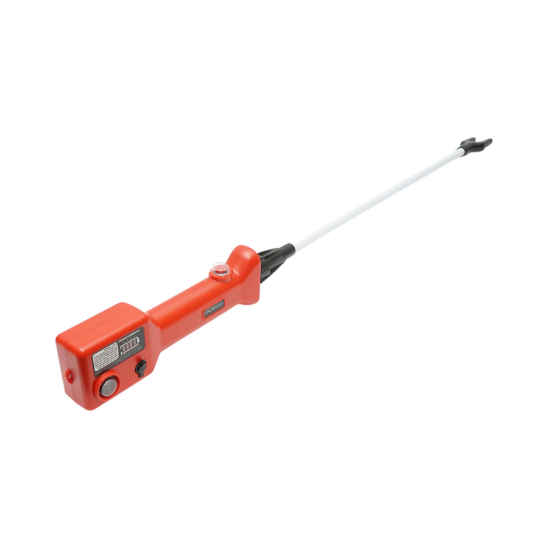 Pungolo elettrico per bestiame (1100 V) con batteria ricaricabile da 8,4 V e 2200 mAh, indicatore di carica e asta da 80 cm.