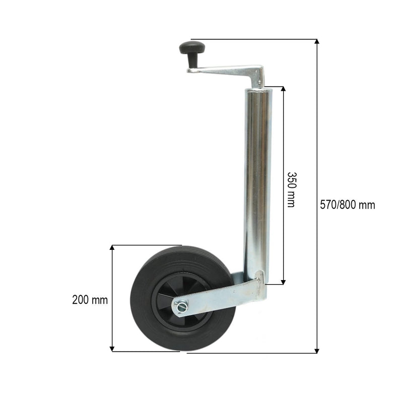 Ruotino di manovra per rimorchio 200x50 mm, diametro tubo 48 mm, regolabile 570-800 mm, carico massimo 136 kg Breckner Germany