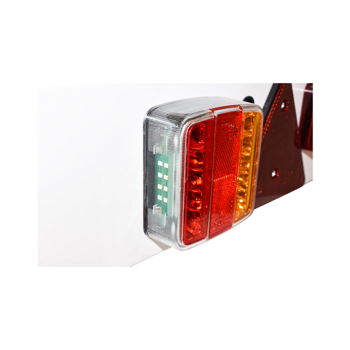 Gancio di traino da 1220 mm, 2 luci a LED, 1 fendinebbia a LED, 2 triangoli riflettenti, cavo da 6 m e presa a 7 pin 12/24 V