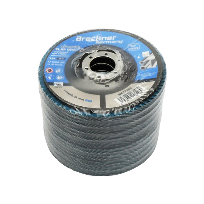 Dischi Lamellari Zirconio 115mm P60 per Acciaio INOX Metallo, Dischi Abrasivi, Disco Lamellare Breckner Germany