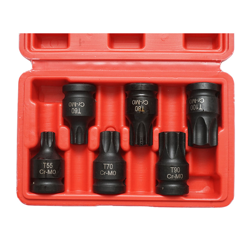 Set di bussole a impatto Torx T55-T100, 1/2 pollice quadrato 6 pezzi
