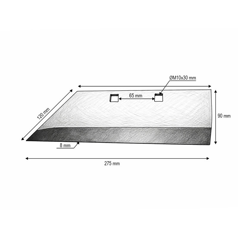 Vomere destro 275 mm, codice OEM 010732