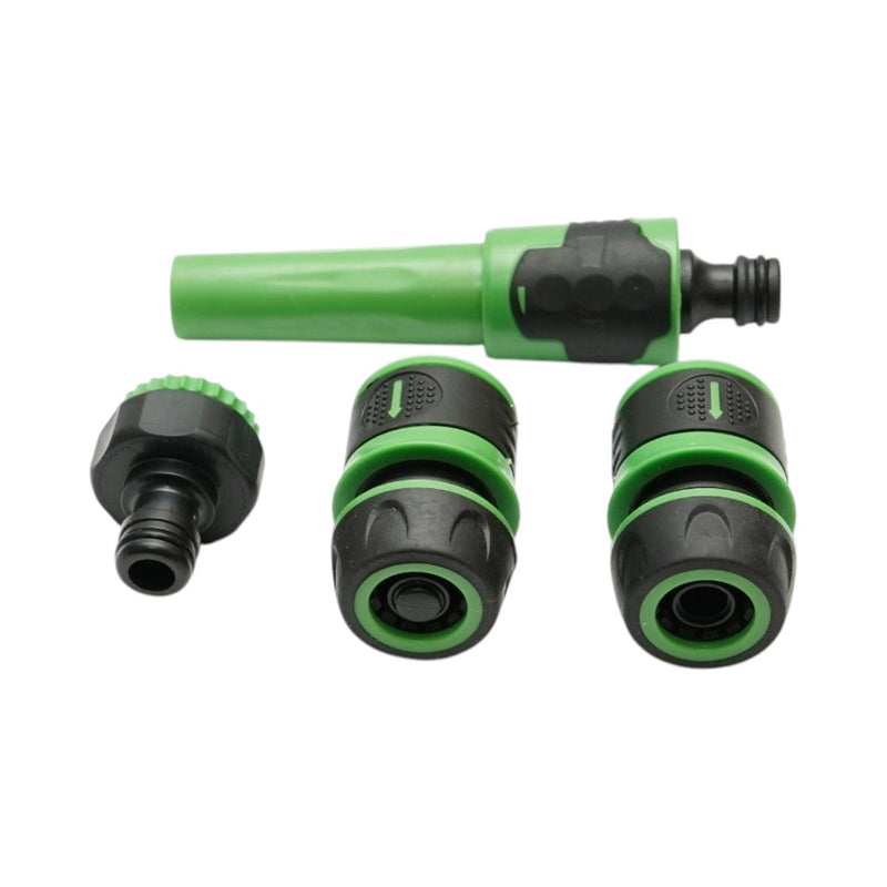 Set con ugello a spruzzo regolabile, adattatore per rubinetto da 1/2–3/4 di pollice e due raccordi rapidi da 1/2 pollice per tubi da giardino Breckner Germany