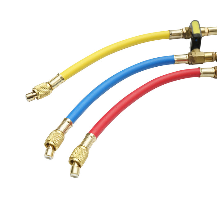 Kit tubo flessibile con rubinetto 90 cm 3 colori per carica freon R-410a