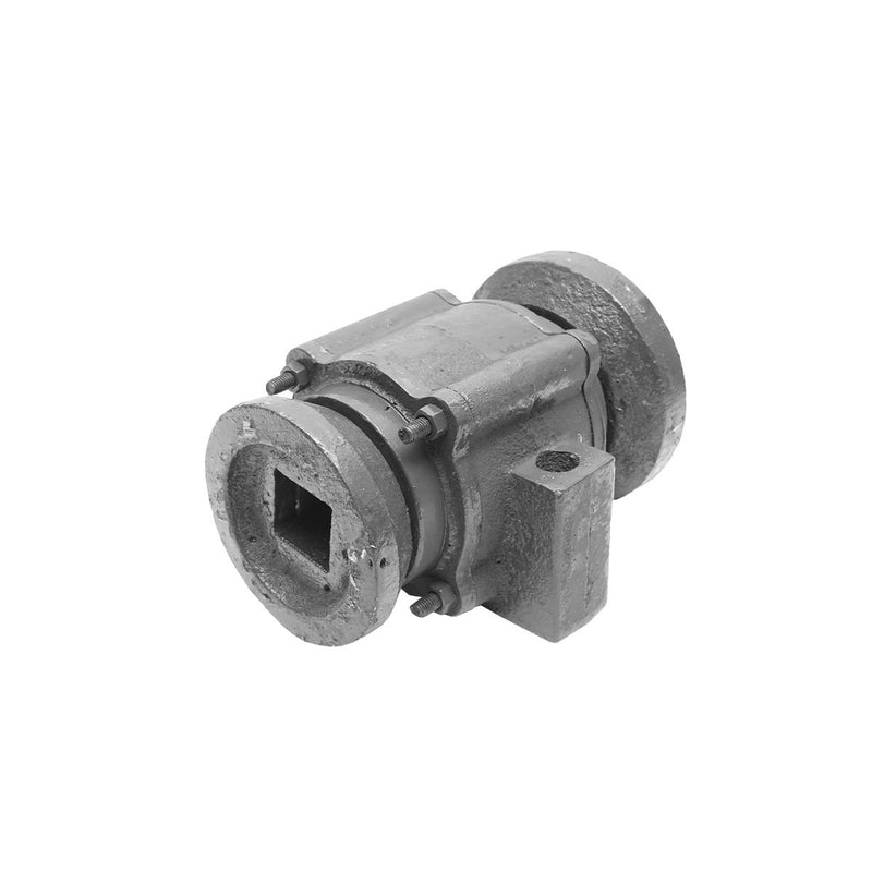 Gruppo cuscinetto per disco assemblato con cuscinetti 32015 e semiboccole – foro quadro da 40 mm – interasse fori 165 mm.